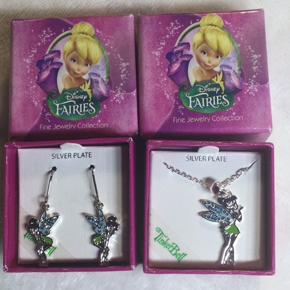 Tinker Bell silver Plated Pendant Necklace & earring bundle - Picture 2 of 7